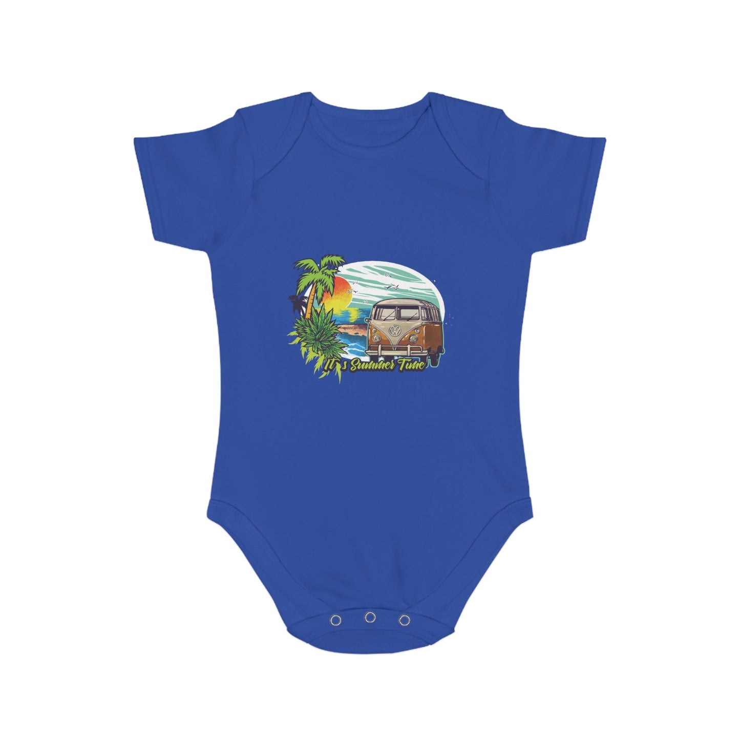 Jobka Kids Erkek Bebek %100 Pamuk Karavan Palmiye Baskılı Saks Body