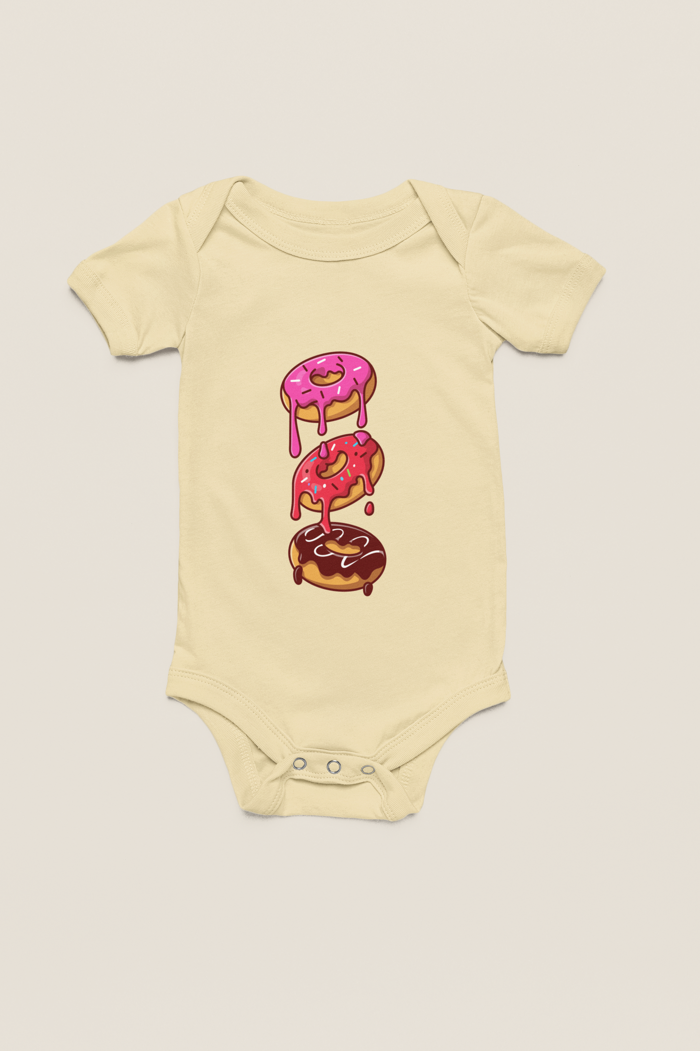 Jobka Kids Kız Bebek %100 Pamuk Donut Baskılı Ekru Body