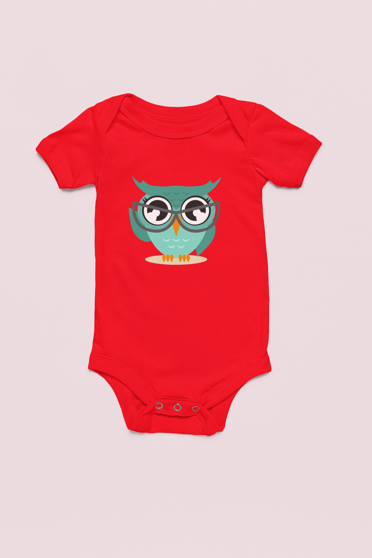 Jobka Kids Kız Bebek %100 Pamuk Sevimli Baykuş Baskılı Kırmızı Body