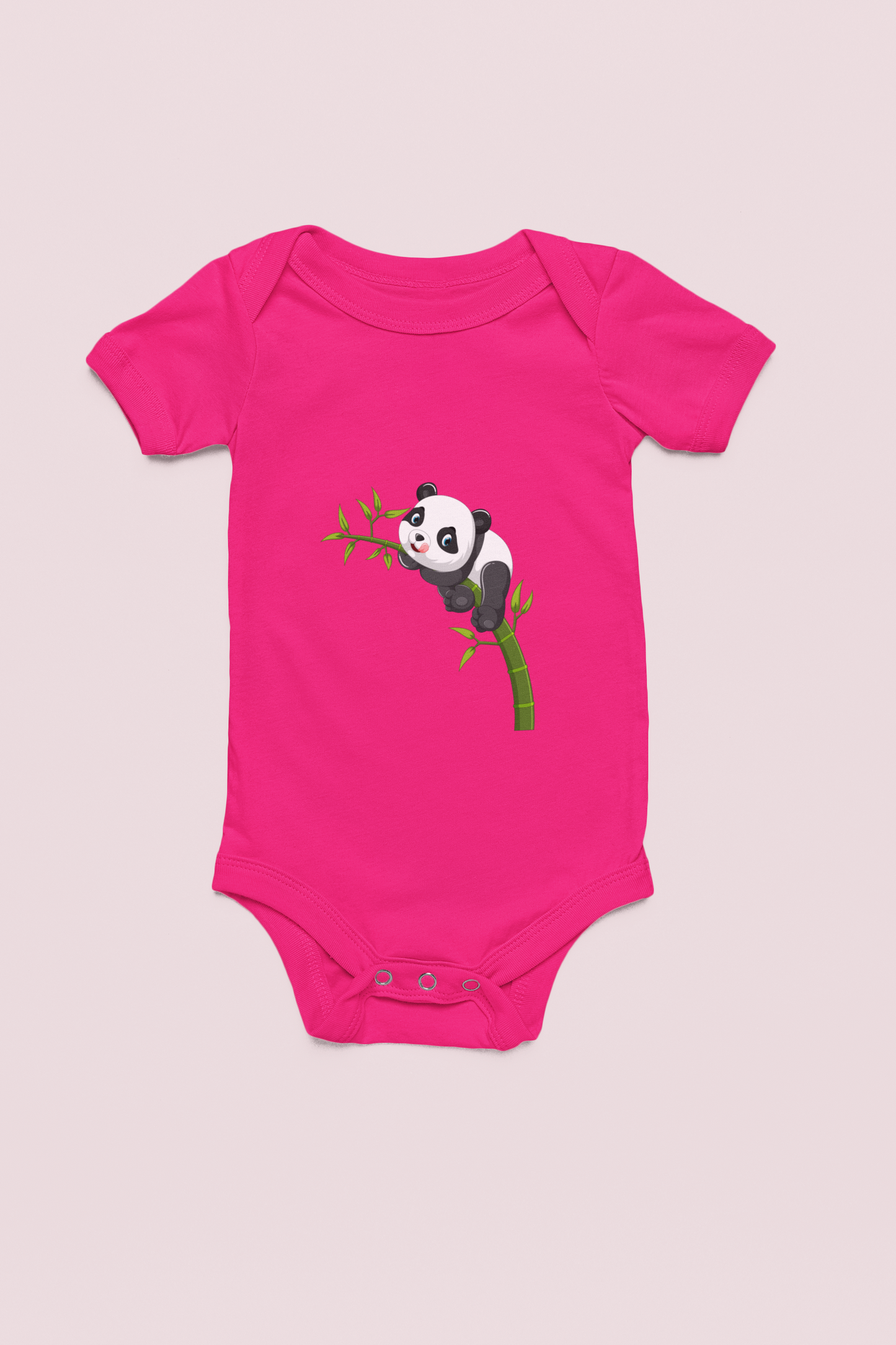 Jobka Kids Kız Bebek %100 Pamuk Panda Baskılı Fuşya Body