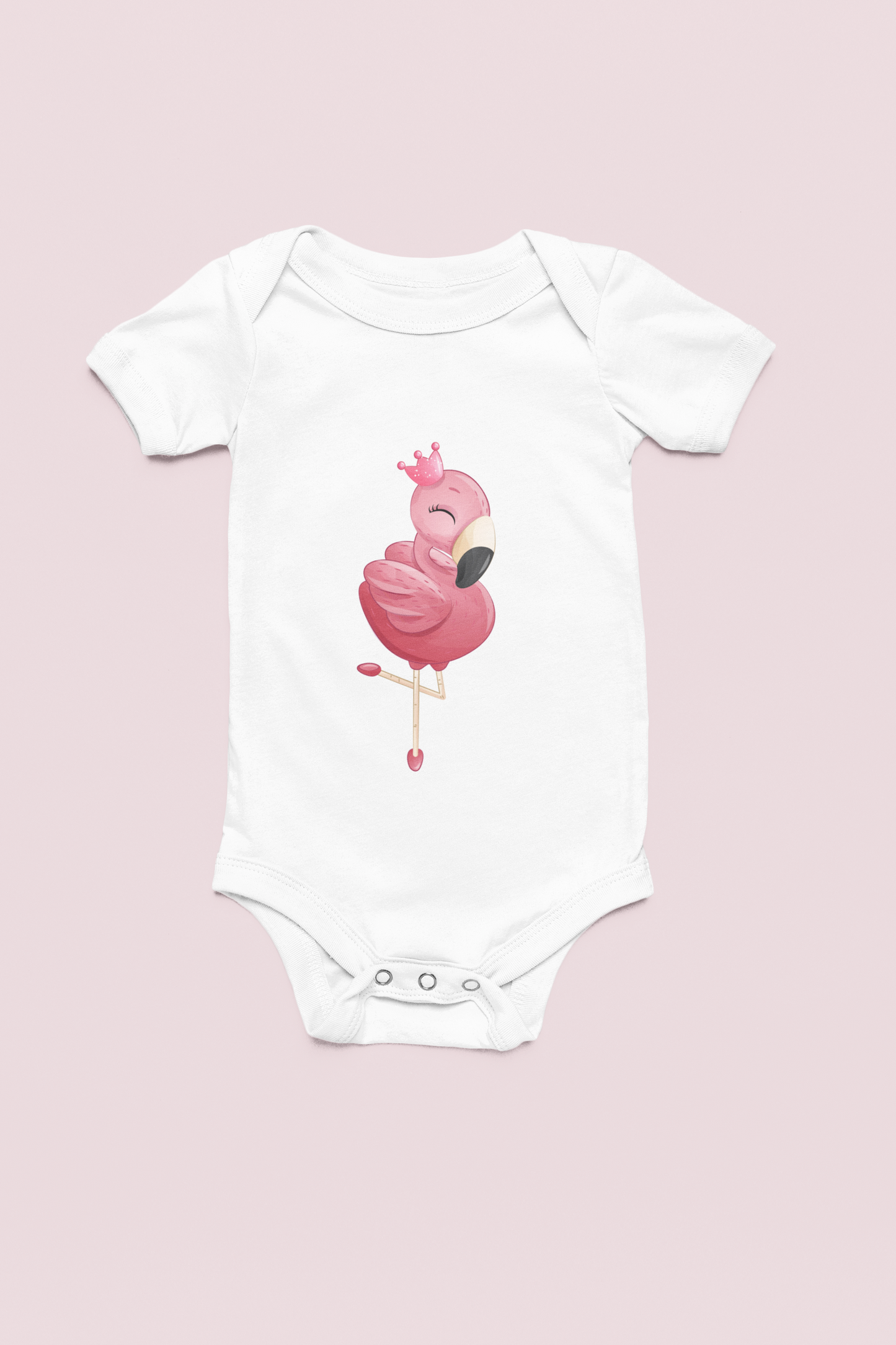 Jobka Kids Kız Bebek %100 Pamuk Pelikan Baskılı Beyaz Body