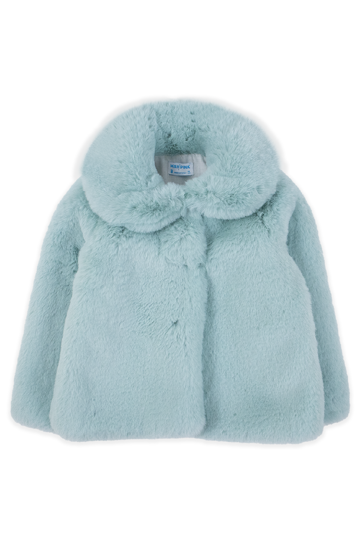 Jobka Kids Kız Suni Peluş Mint Yeşili Renk Kürk Kaban