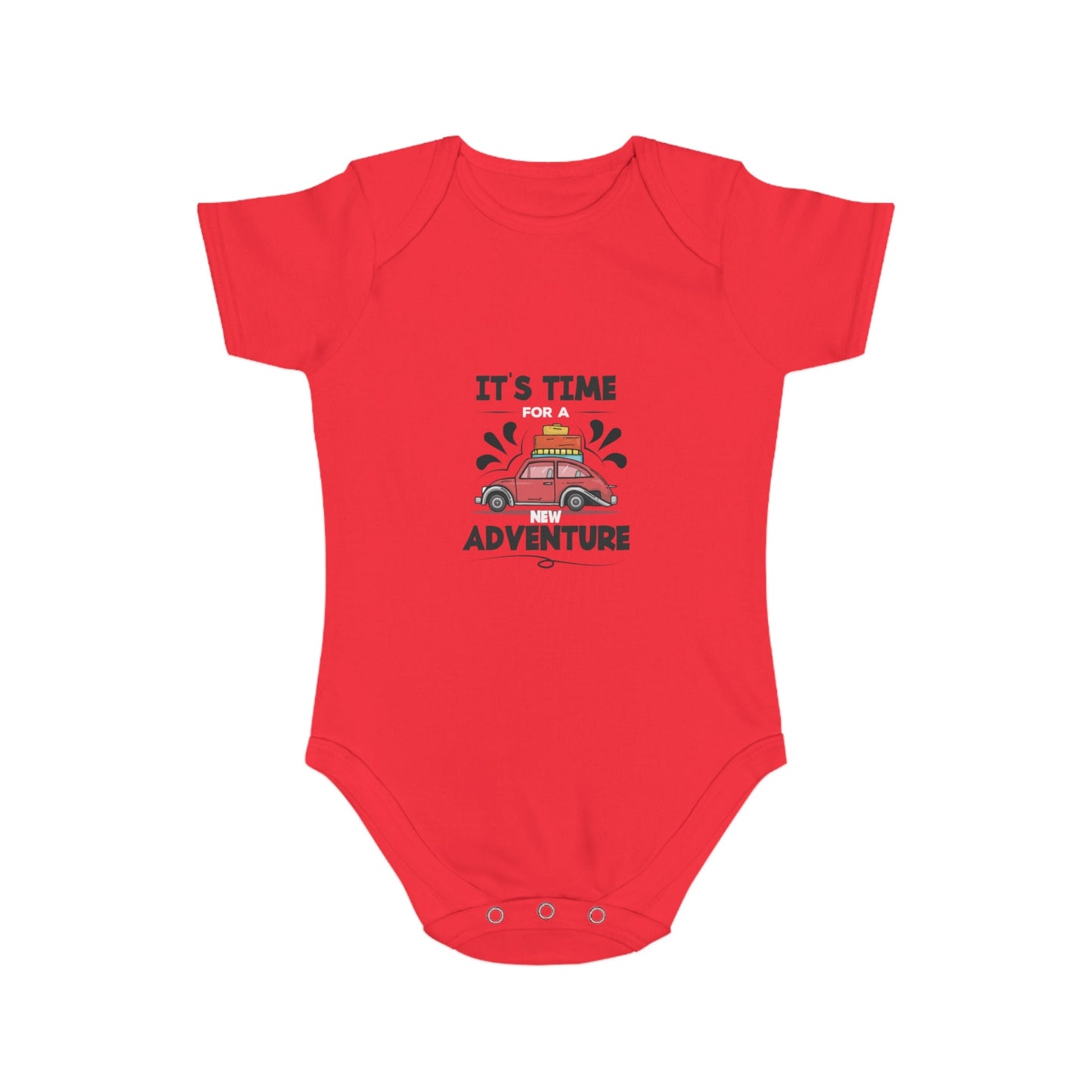 Jobka Kids Erkek Bebek %100 Pamuk Adventure Baskılı Kırmızı Body