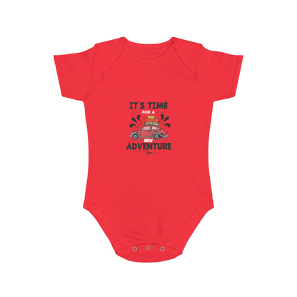 Jobka Kids Erkek Bebek %100 Pamuk Adventure Baskılı Kırmızı Body