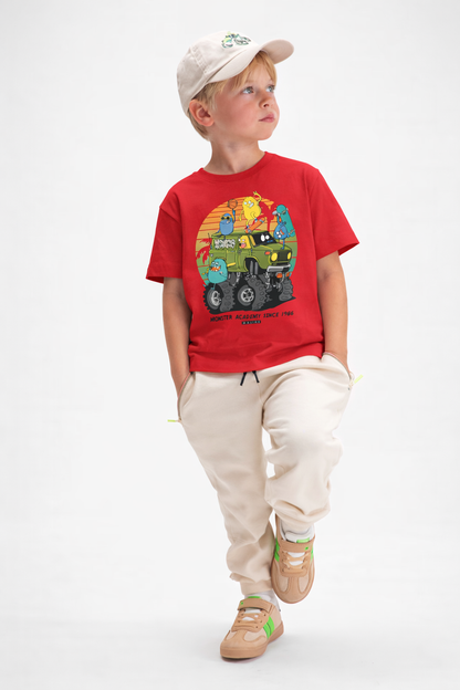 Jobka Kids Erkek %100 Pamuk Mikrop Ofroad Baskılı Kırmızı Renk Tshirt