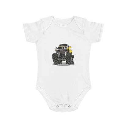 Jobka Kids Erkek Bebek %100 Pamuk Ofroad Baskılı Beyaz Body