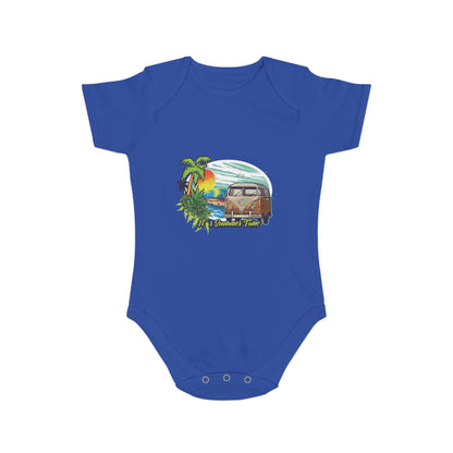 Jobka Kids Erkek Bebek %100 Pamuk Karavan Palmiye Baskılı Saks Body
