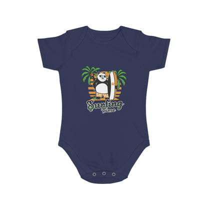 Jobka Kids Erkek Bebek %100 Pamuk Panda Surf Baskılı Lacivert Body