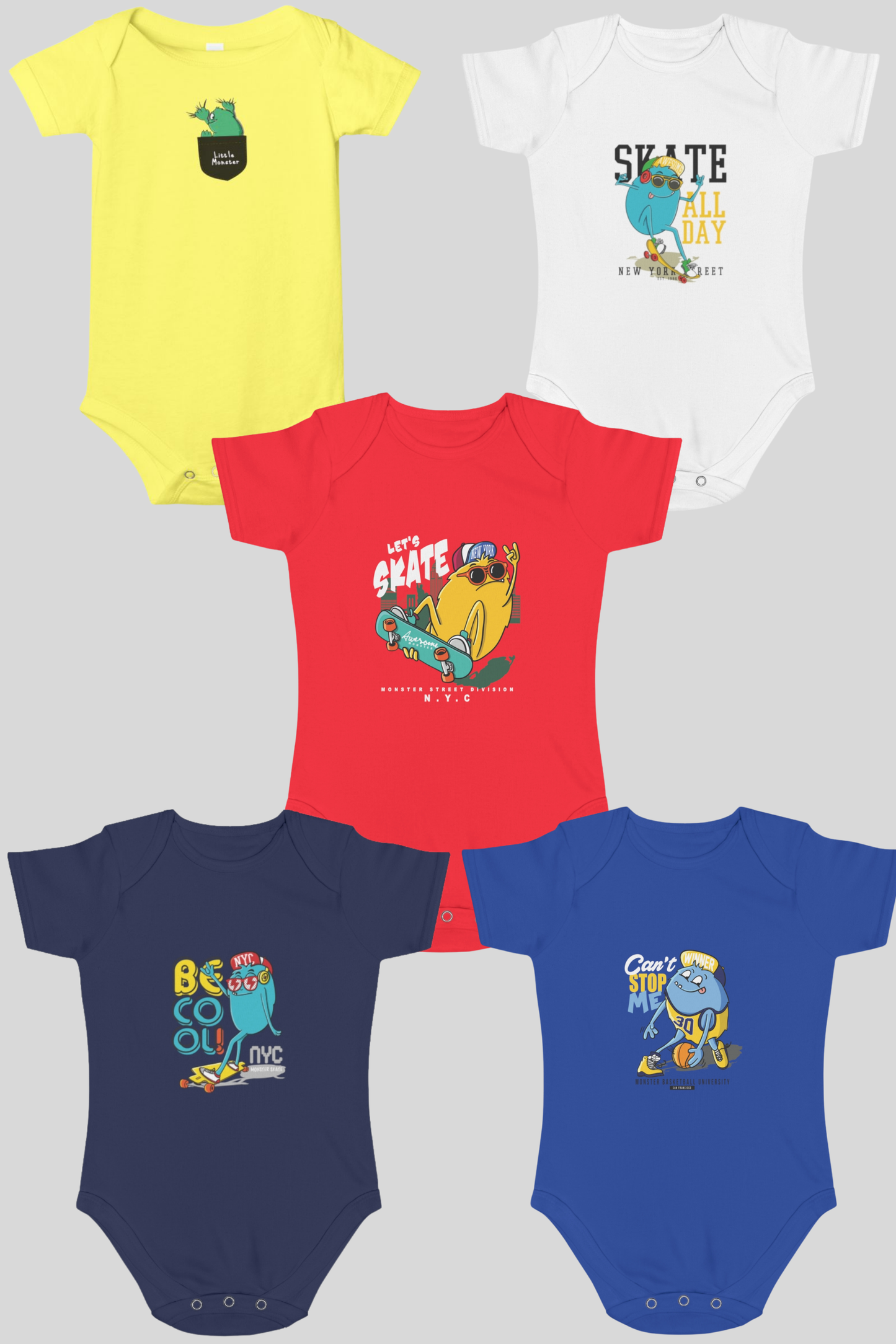 Jobka Kids Erkek Bebek %100 Pamuk 5'li Body