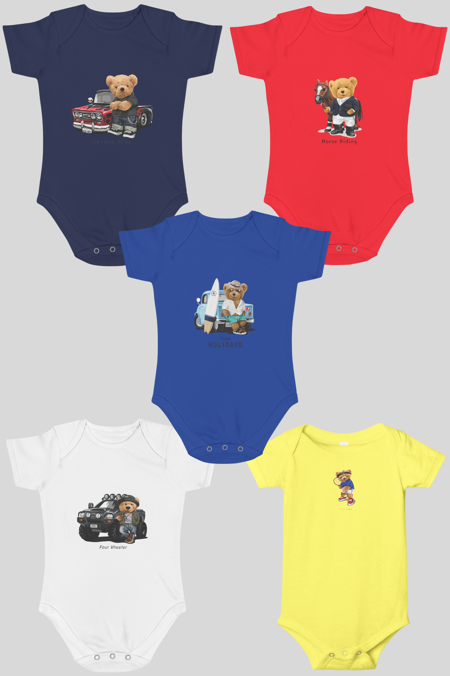 Jobka Kids Erkek Bebek %100 Pamuk 5'li Body