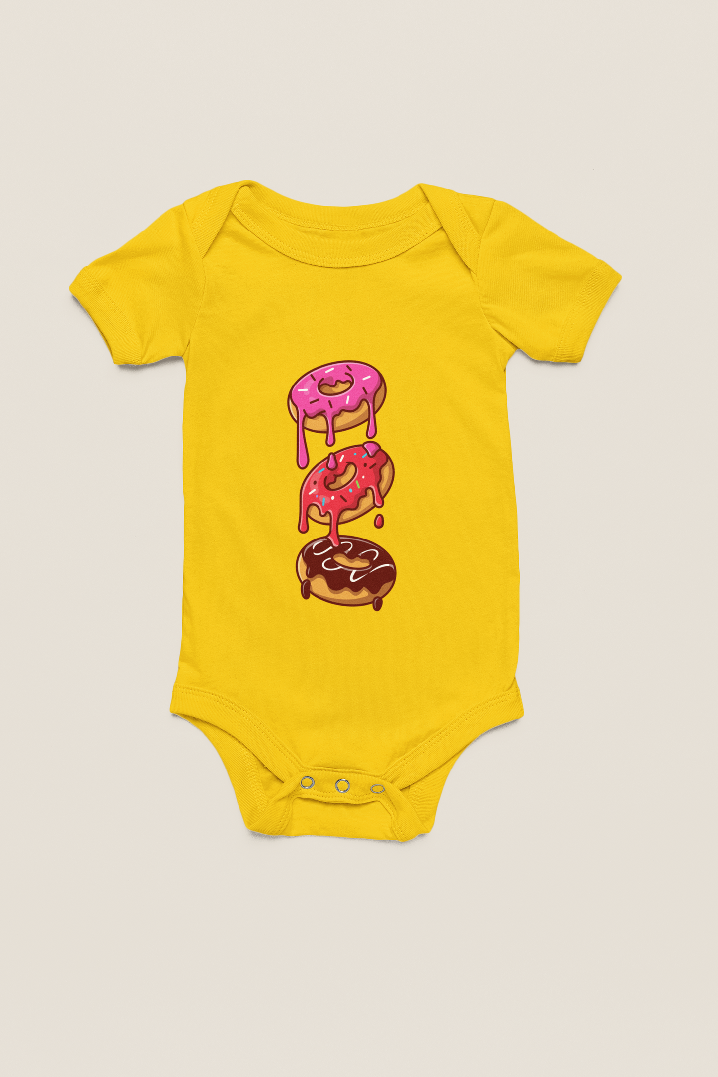 Jobka Kids Kız Bebek %100 Pamuk Donut Baskılı Sarı Body