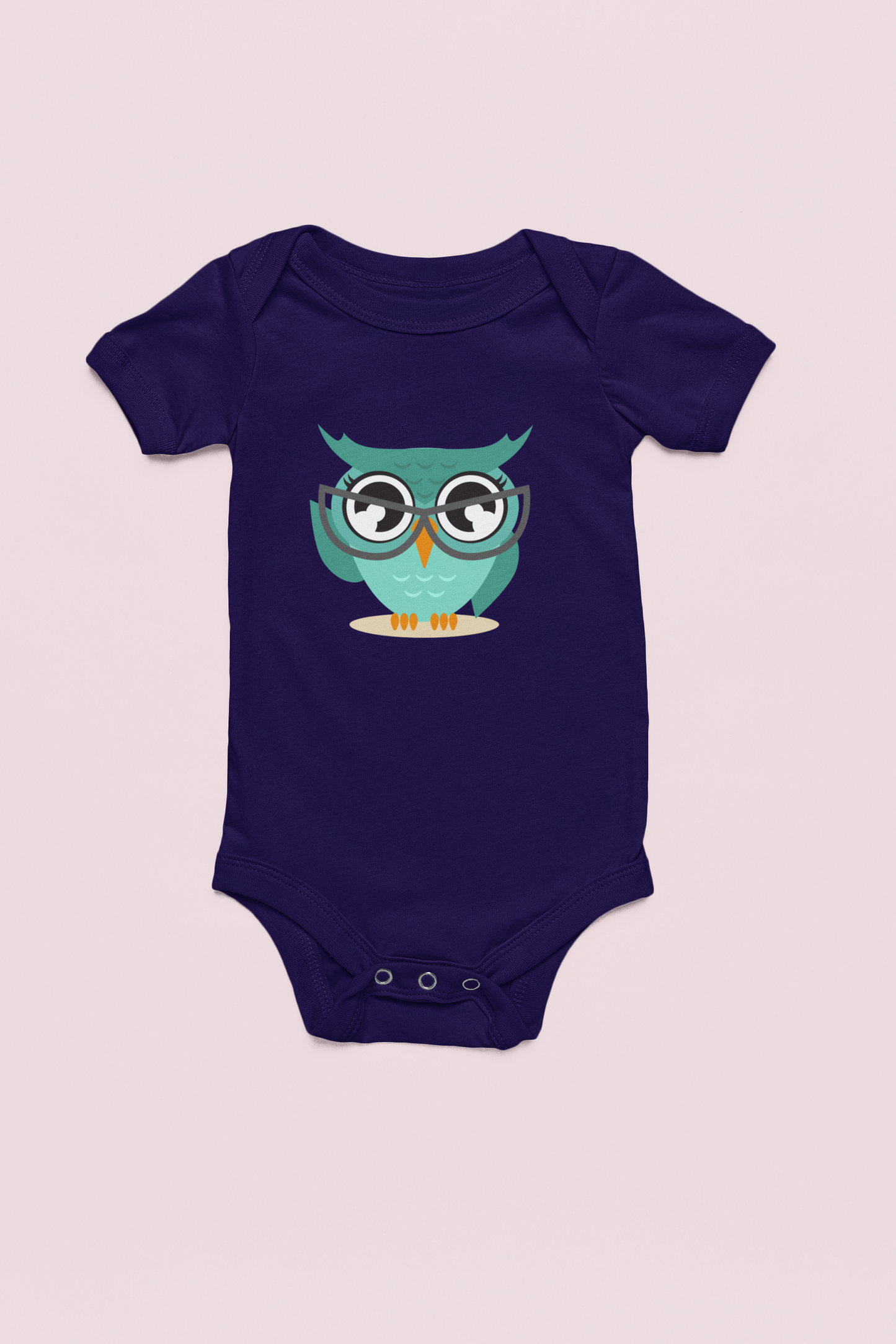 Jobka Kids Kız Bebek %100 Pamuk Sevimli Baykuş Baskılı Lacivert Body