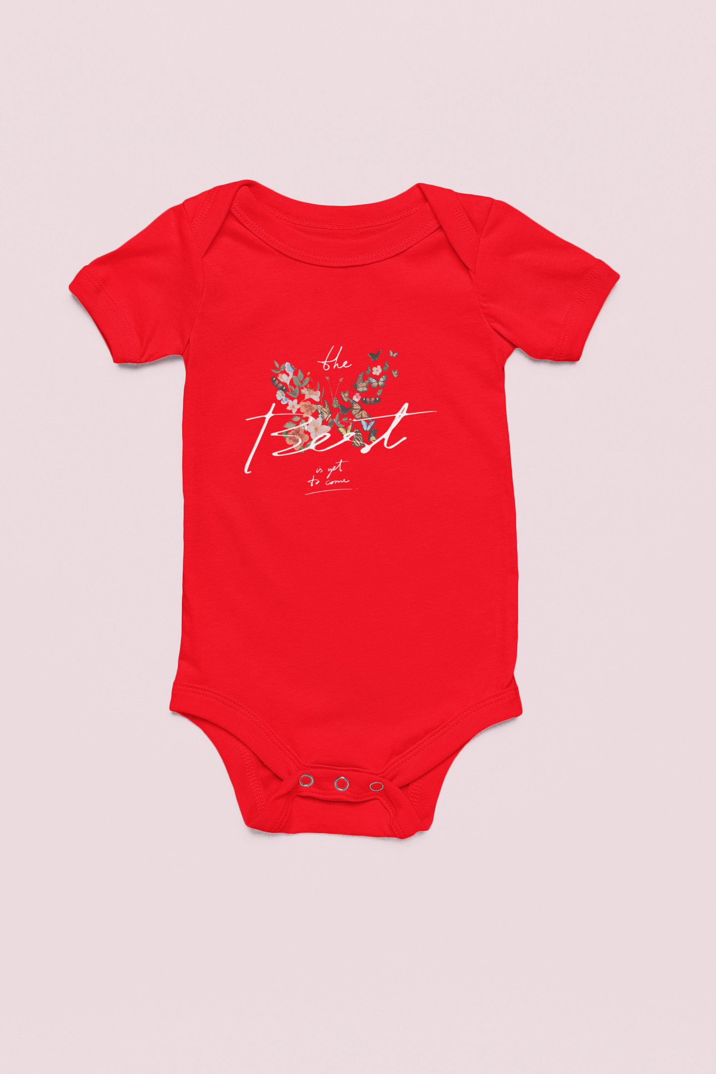 Jobka Kids Kız Bebek %100 Pamuk Kelebek Baskılı Kırmızı Body