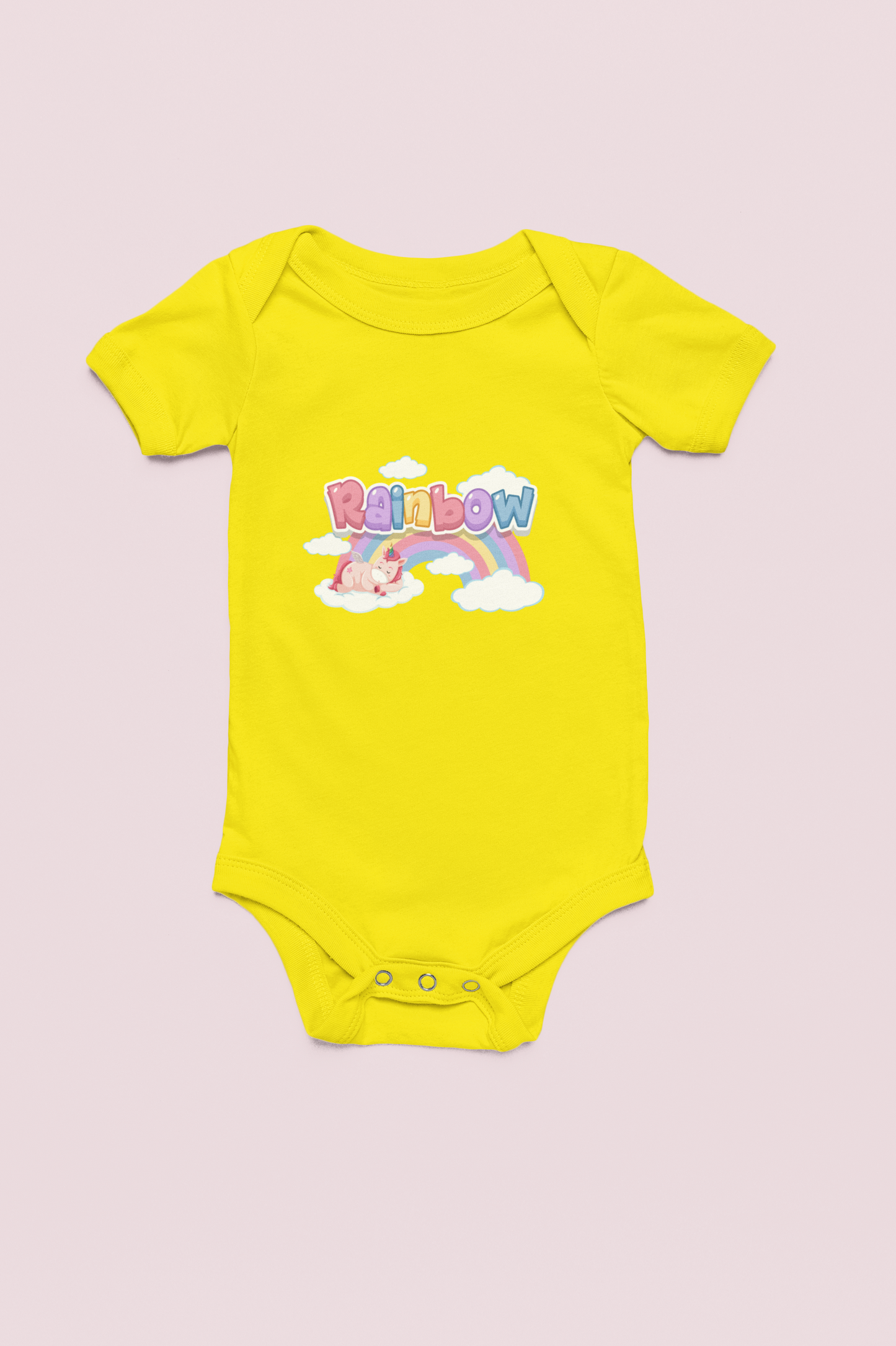 Jobka Kids Kız Bebek %100 Pamuk Rainbow Baskılı Sarı Body