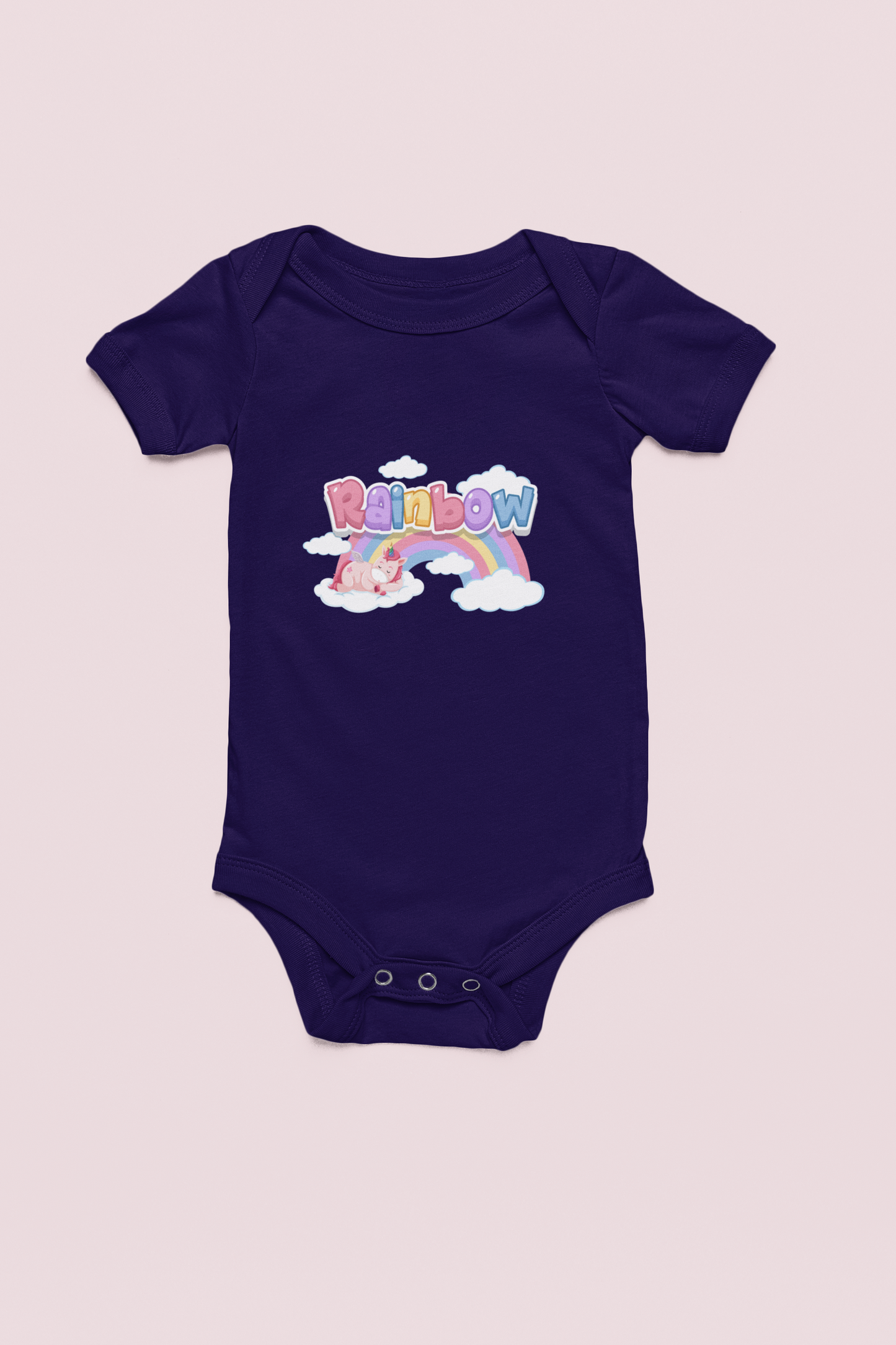 Jobka Kids Kız Bebek %100 Pamuk Rainbow Baskılı Lacivert Body
