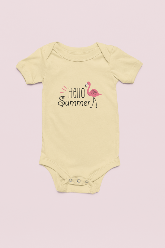 Jobka Kids Kız Bebek %100 Pamuk Hello Summer Baskılı Beyaz Body