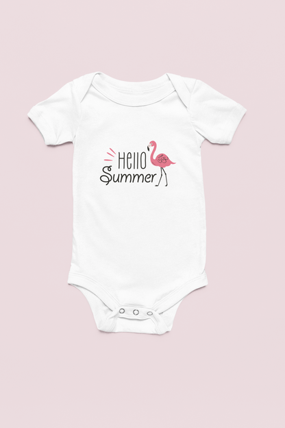 Jobka Kids Kız Bebek %100 Pamuk Hello Summer Baskılı Beyaz Body