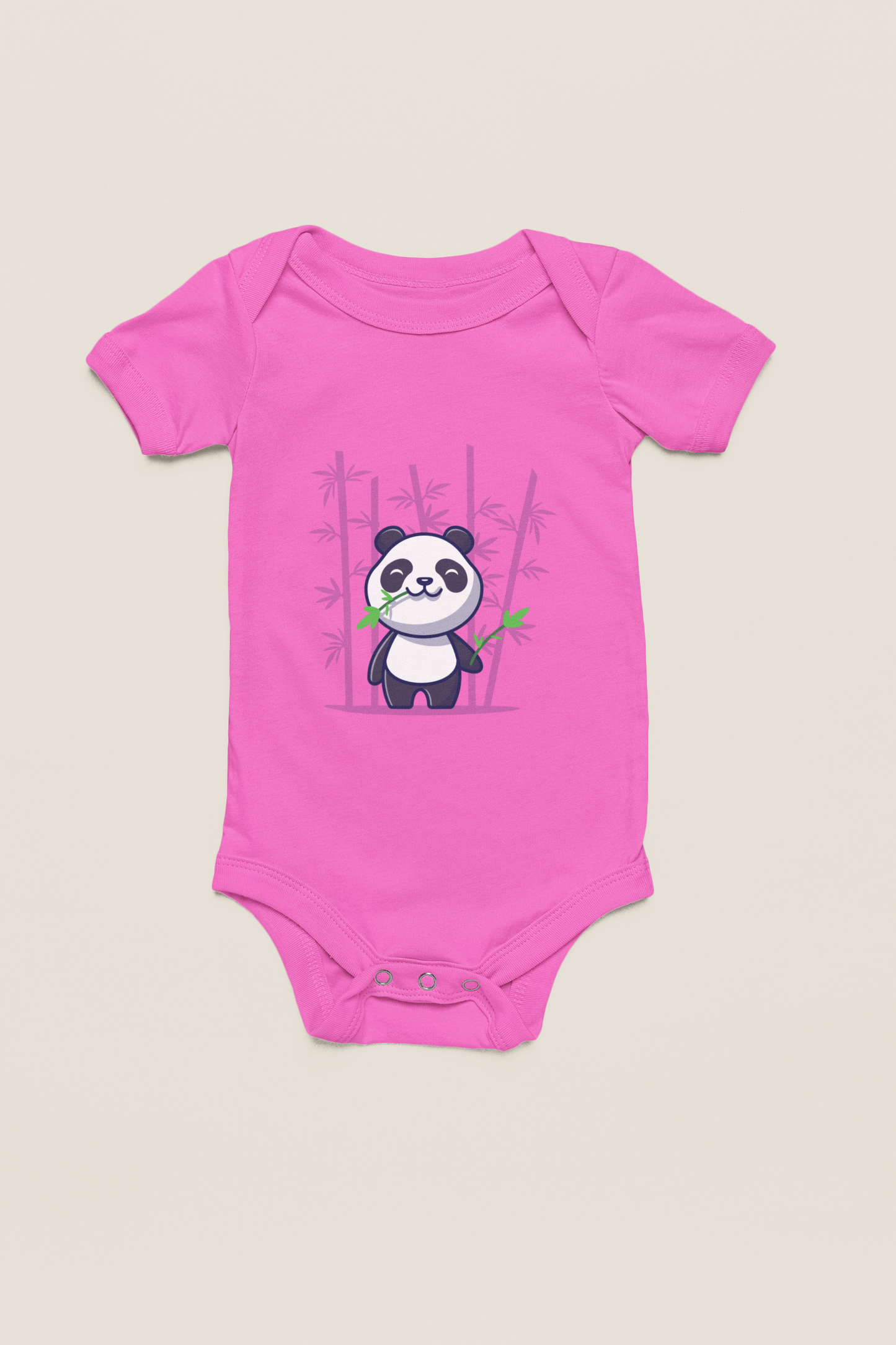 Jobka Kids Kız Bebek %100 Pamuk Bambu Panda Baskılı Pembe Body
