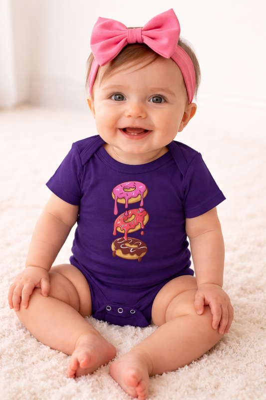 Jobka Kids Kız Bebek %100 Pamuk Donut Baskılı Lacivert Body