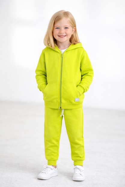 Jobka Kids Kız %100 Pamuk Fıstık Yeşili Rengi Eşofman Takımı