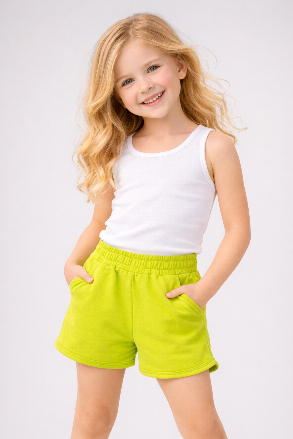Jobka Kids Kız %100 Pamuk Fıstık Yeşili Şort