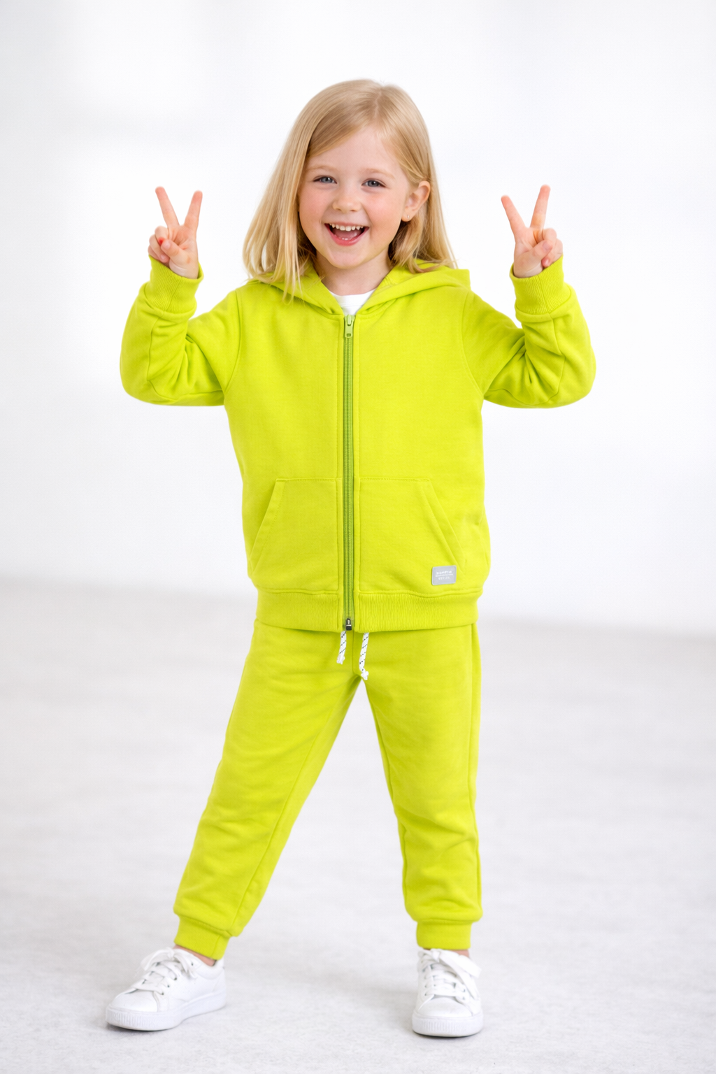Jobka Kids Kız %100 Pamuk Fıstık Yeşili Rengi Eşofman Takımı