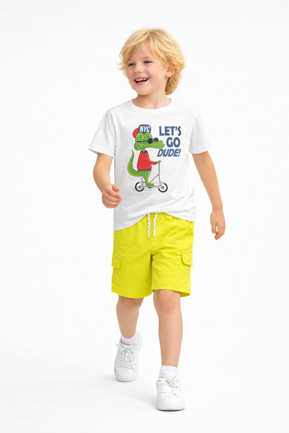 Jobka Kids Çocuk Fıstık Yeşili %100 Pamuk Kargo Cepli Şort