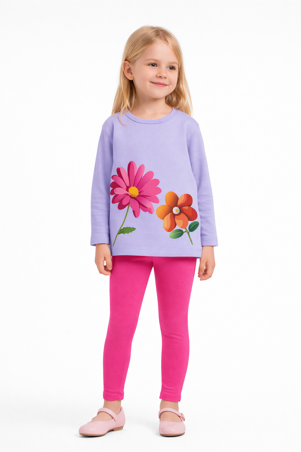 Jobka Kids Kız Çocuk %100 Pamuk Fuşya Renk Tayt