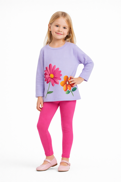 Jobka Kids Kız Çocuk %100 Pamuk Fuşya Renk Tayt