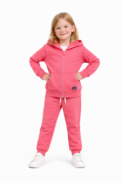 Jobka Kids Kız %100 Pamuk Fuşya Rengi Eşofman Takımı