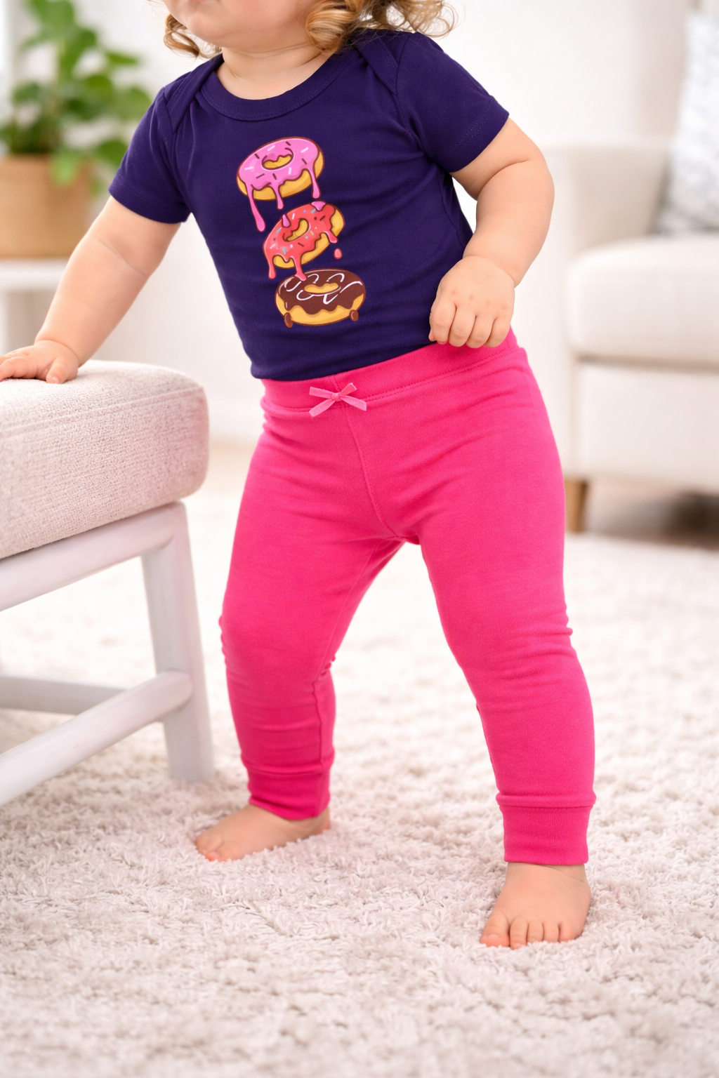 Jobka Kids Kız Bebek %100 Pamuk Fuşya Renk Tayt