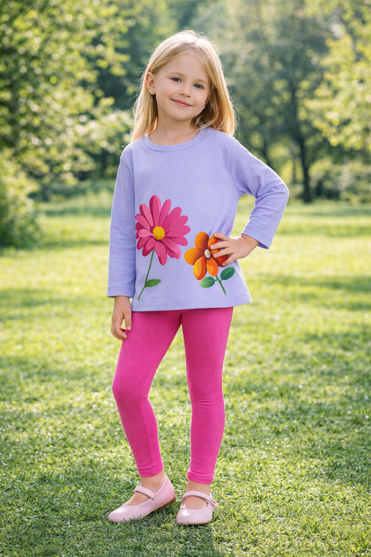 Jobka Kids Kız Çocuk %100 Pamuk Fuşya Renk Tayt