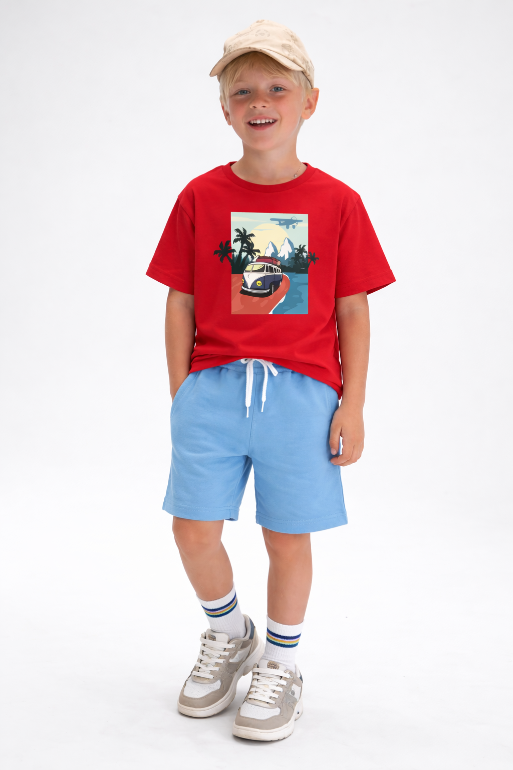 Jobka Kids Erkek %100 Pamuk Gök Mavi Şort