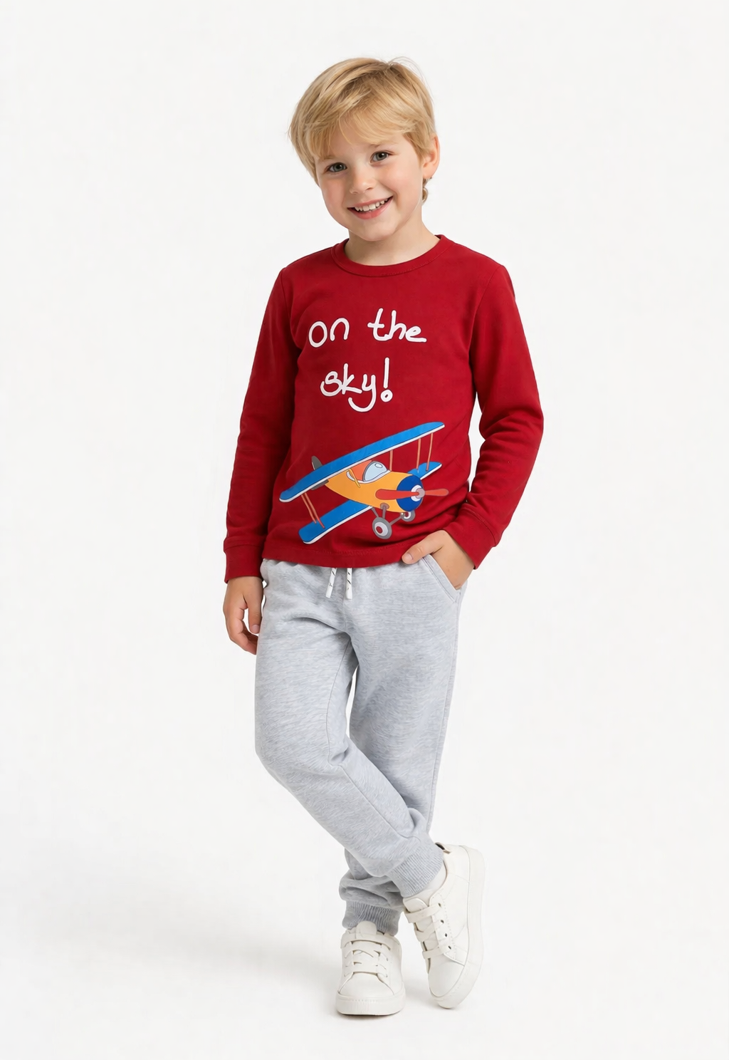 Jobka Kids Erkek Beli Lastikli 3 Cepli %100 Pamuk Gri Renk Eşofman Altı
