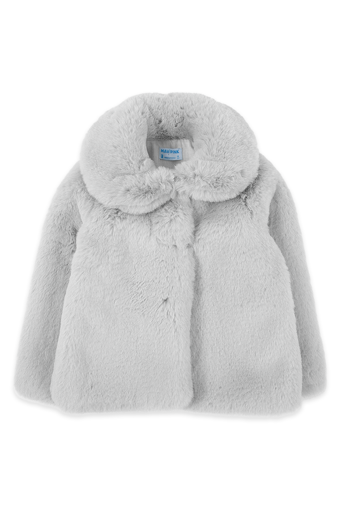 Jobka Kids Kız Suni Peluş Gri Renk Kürk Kaban