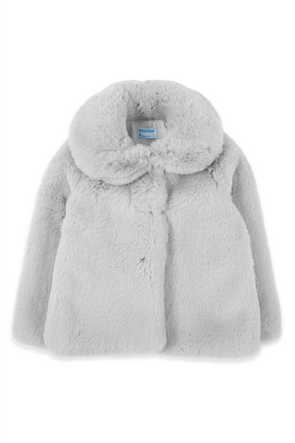 Jobka Kids Kız Suni Peluş Gri Renk Kürk Kaban