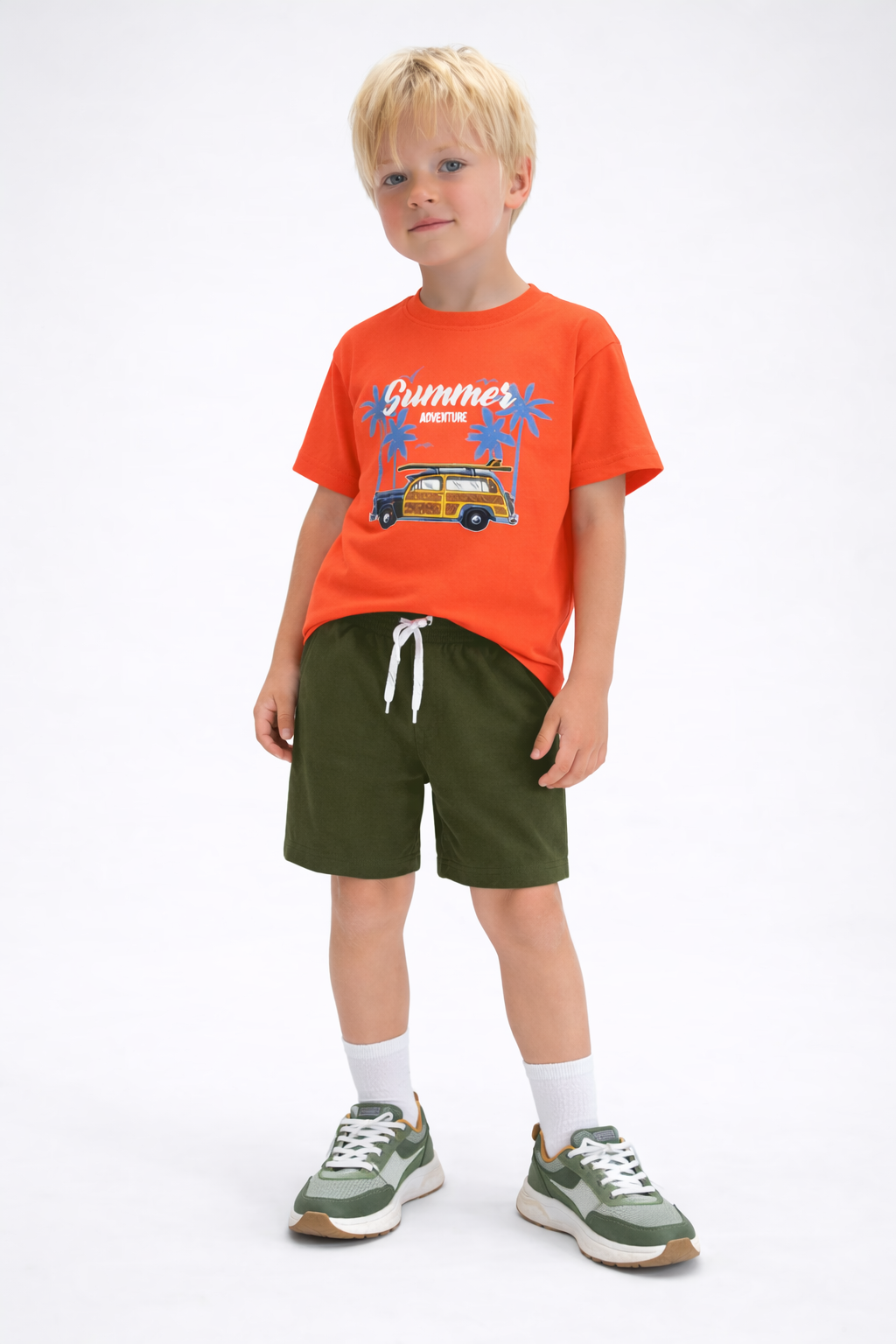 Jobka Kids Erkek %100 Pamuk Haki Şort