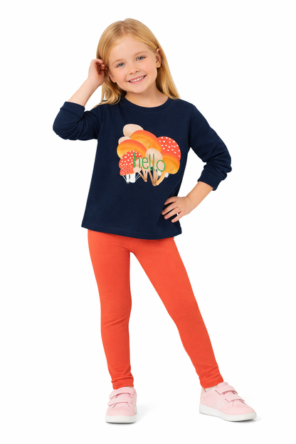 Jobka Kids Kız Çocuk %100 Pamuk Kiremit Renk Tayt