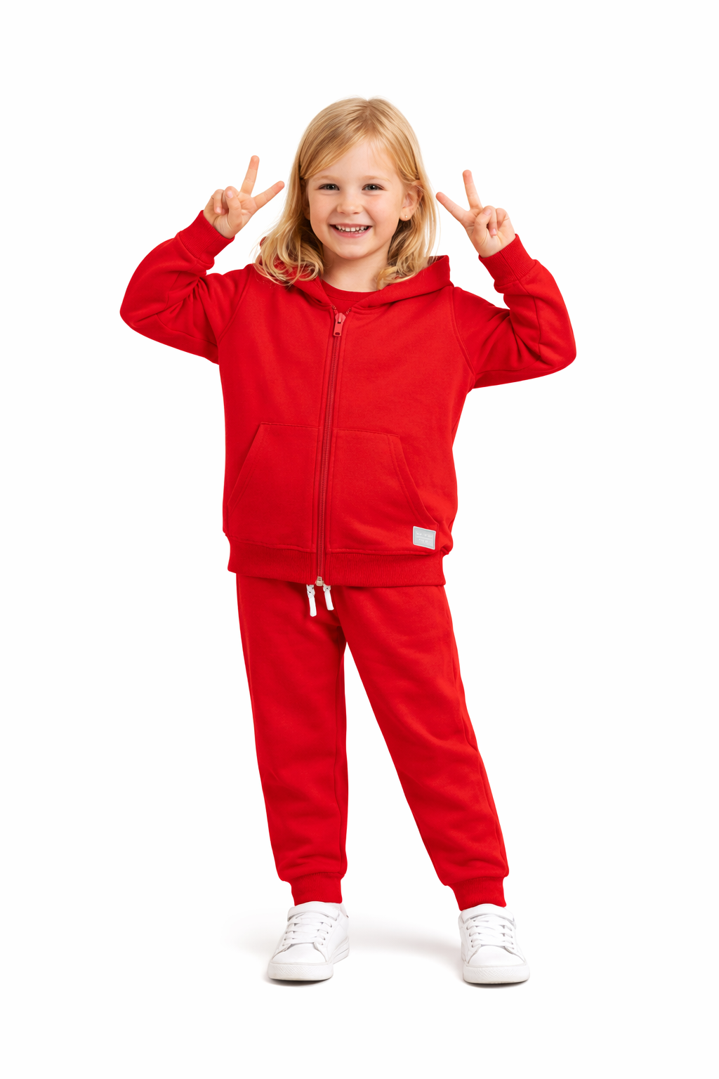 Jobka Kids Kız %100 Pamuk Kırmızı Rengi Eşofman Takımı