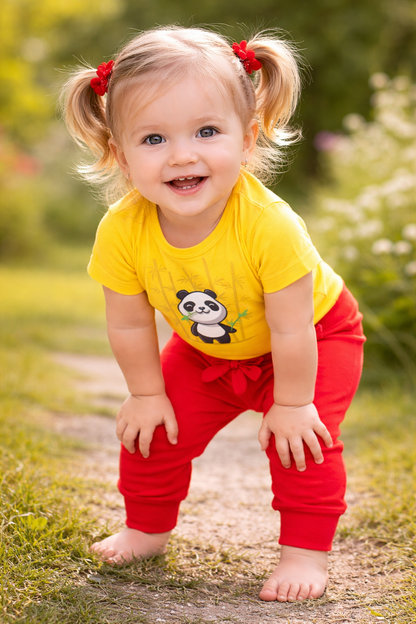 Jobka Kids Kız Bebek %100 Pamuk Kırmızı Renk Tayt