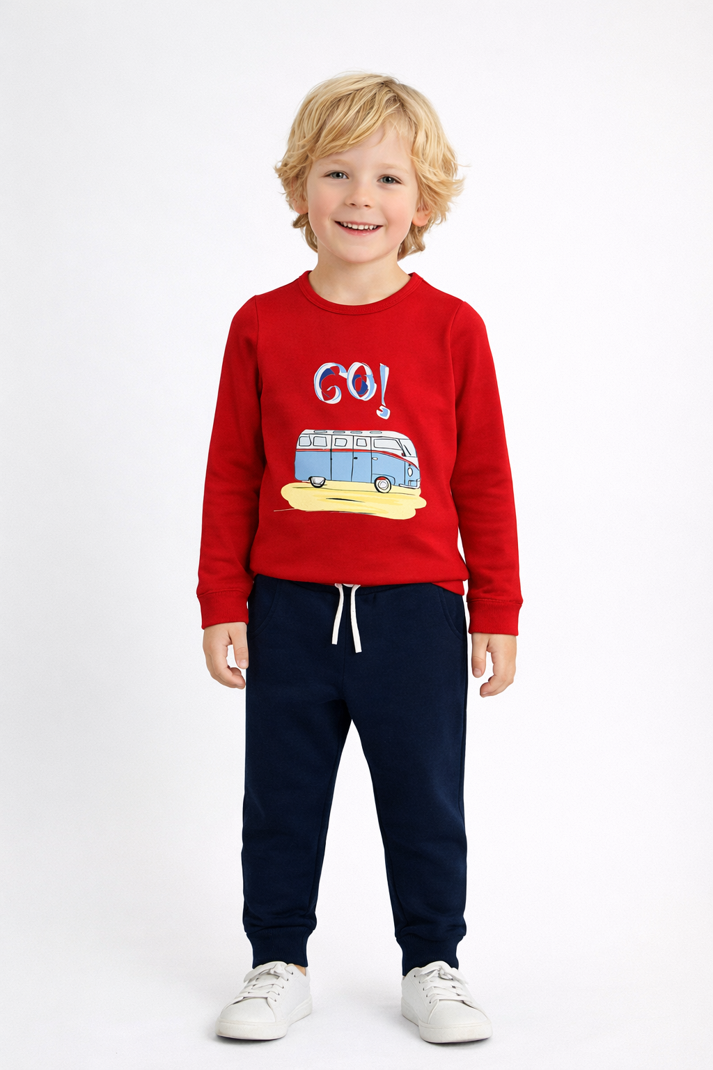 Jobka Kids Erkek Beli Lastikli 3 Cepli %100 Pamuk Lacivert Renk Eşofman Altı