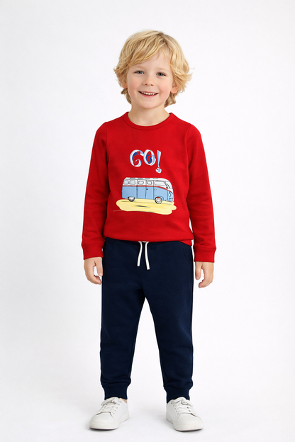 Jobka Kids Erkek Beli Lastikli 3 Cepli %100 Pamuk Lacivert Renk Eşofman Altı