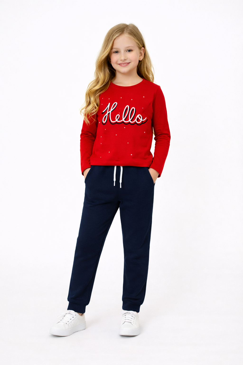 Jobka Kids Kız Beli Lastikli 3 Cepli %100 Pamuk Pembe Renk Eşofman Altı