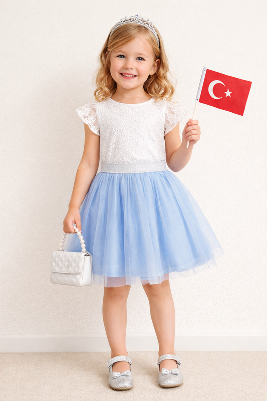 Jobka Kids Kız Çocuk Mavi Tül Etek