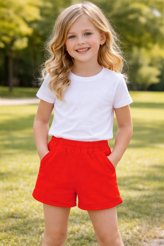 Jobka Kids Kız %100 Pamuk Nar Çiçeği Şort