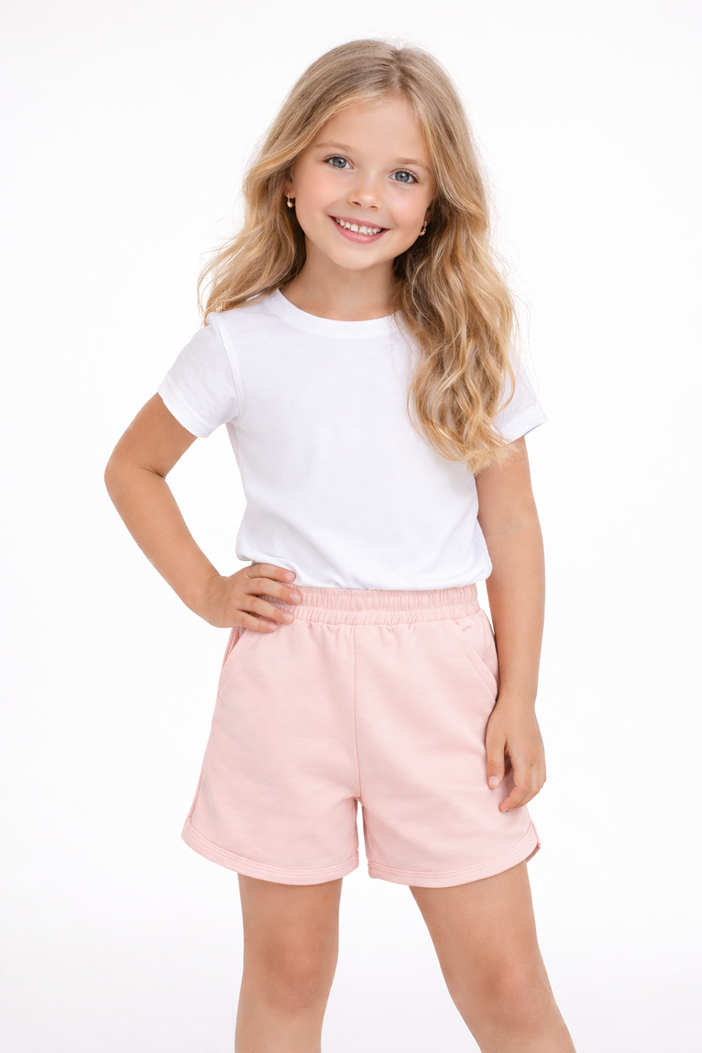 Jobka Kids Kız %100 Pamuk Pembe Şort