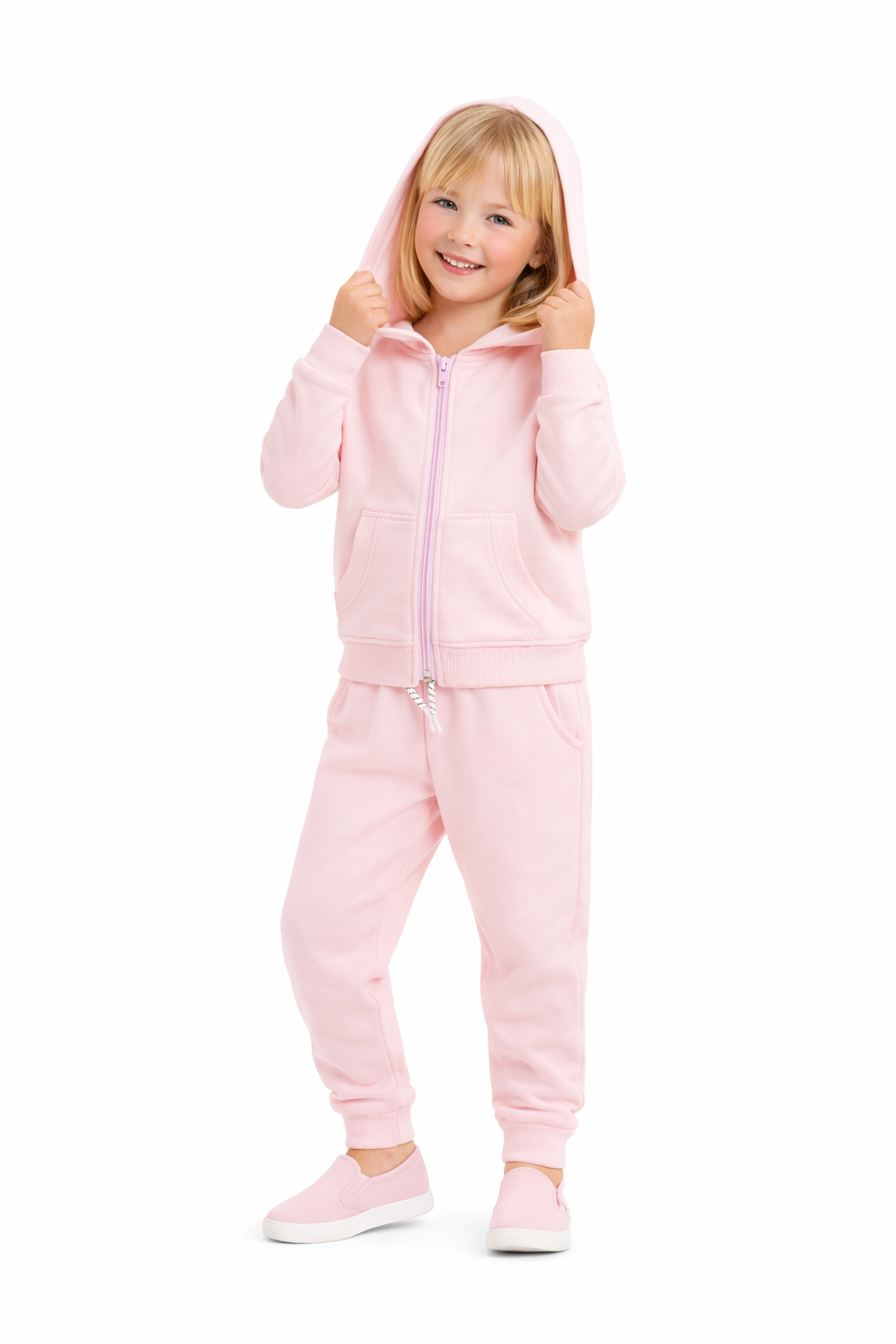Jobka Kids Kız %100 Pamuk Pembe Rengi Eşofman Takımı