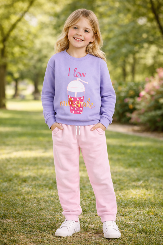 Jobka Kids Kız Beli Lastikli 3 Cepli %100 Pamuk Pembe Renk Eşofman Altı