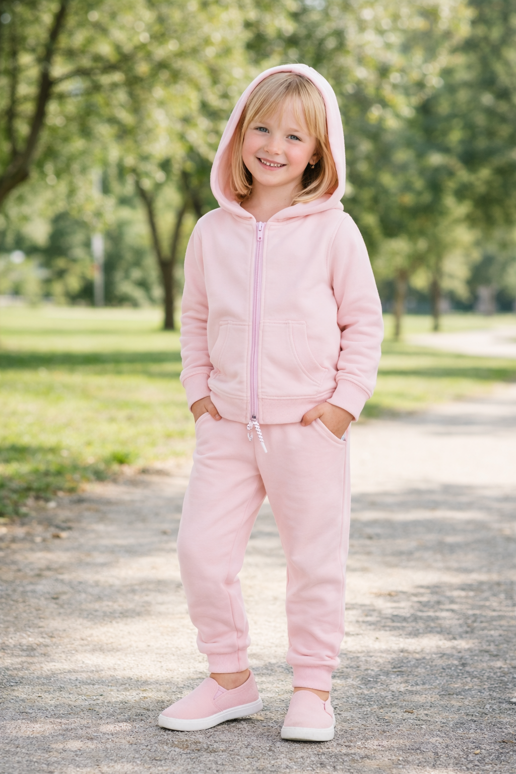 Jobka Kids Kız %100 Pamuk Pembe Rengi Eşofman Takımı