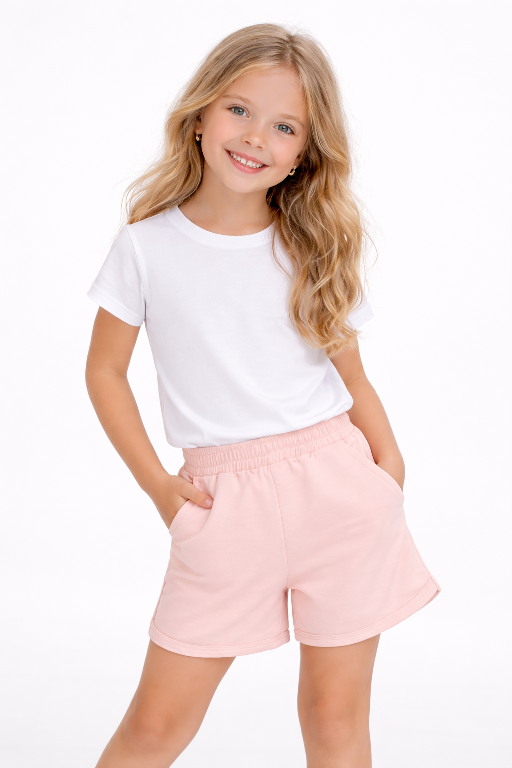 Jobka Kids Kız %100 Pamuk Pembe Şort